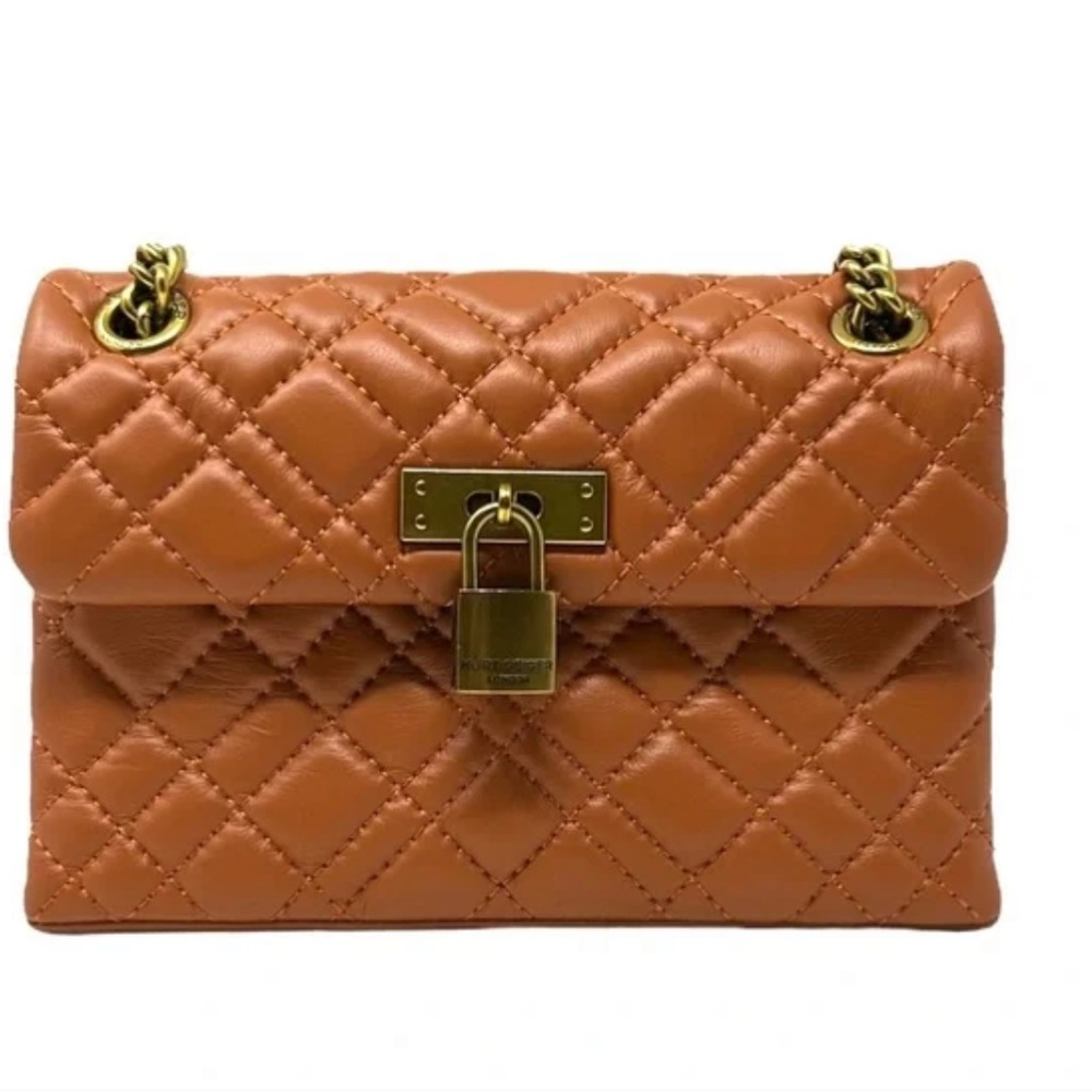 Kurt Geiger London NWT Women’s Leather Mini BRIXTON lock bag in the Color Tan